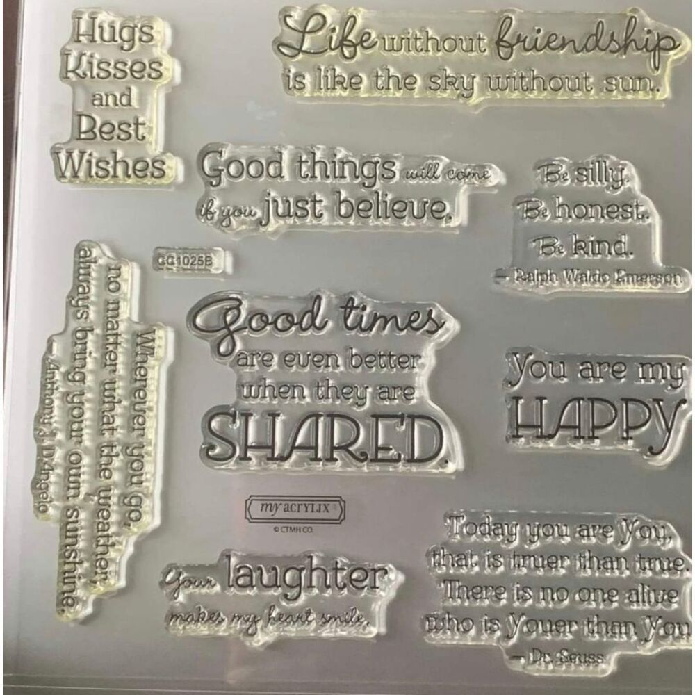 Close To My Heart Clear Sentiment Phrase Stamp Set Life, Good Times, Hugs